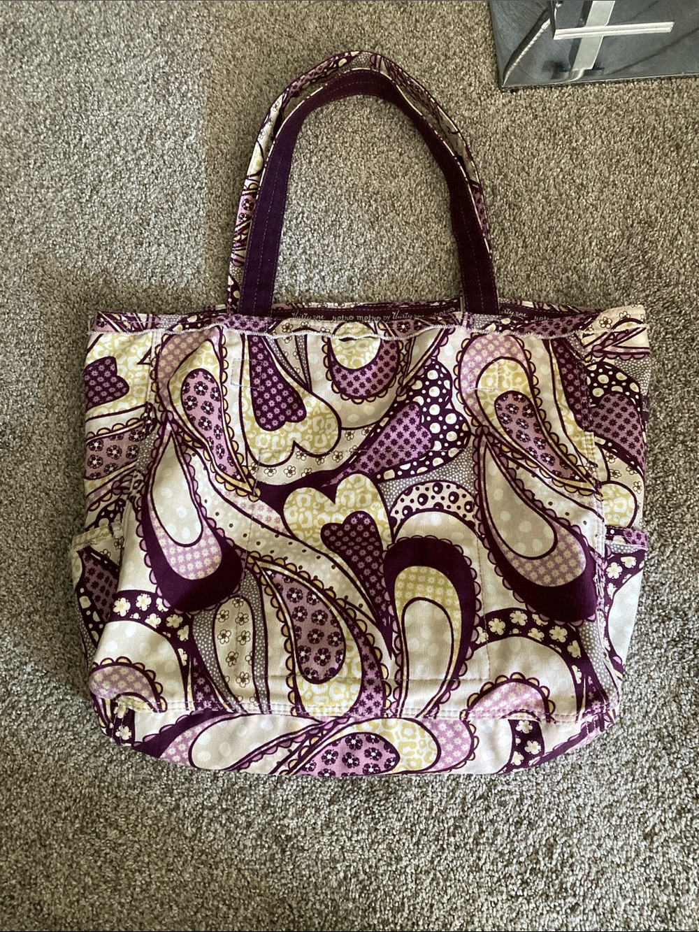 Thirtyone retro metro Purple and Cream Paisley large Tote shoulder bag